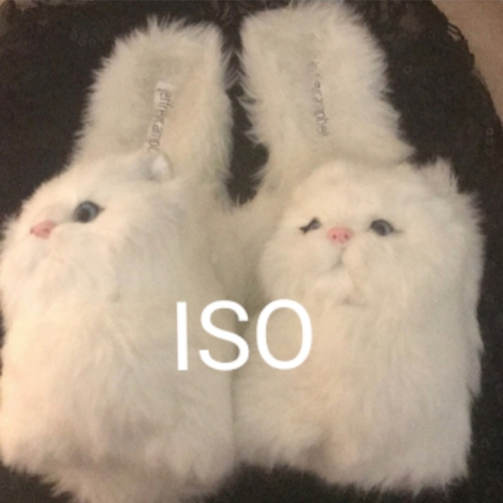 ISO JEFFREY CAMPBELL white faux fur kitty slippers WILL PAY GOOD MONEY$$